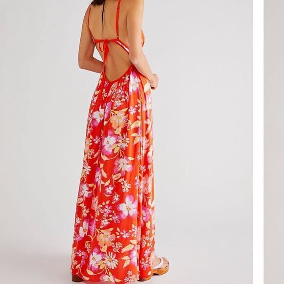 Wisteria Floral Print V-Neck Cut-Out Sleeveless Open Tie Back Detail Max… - Picture 6 of 6